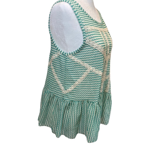 Free People Green Lace Crochet Peplum Tank Small - Picture 7 of 14
